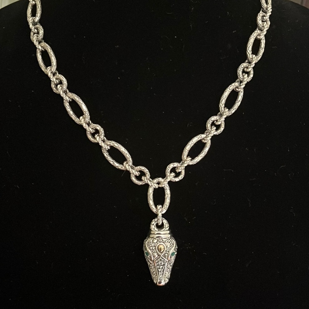 JAI sterling & 14k gold Croco 20” chain with enhancer
